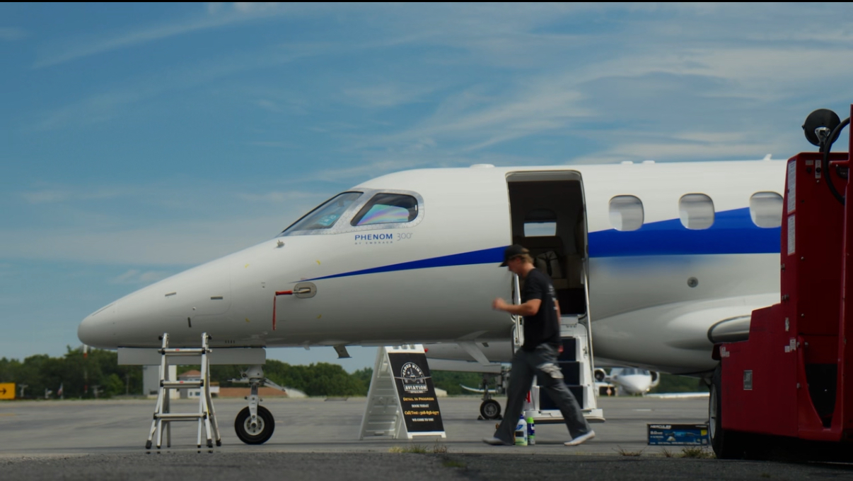 Private jet on the flight line in New England